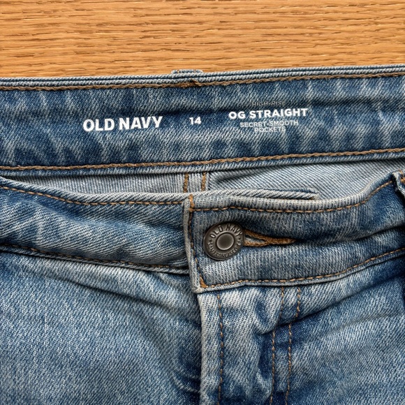 Old Navy Light Blue high rise OG Straight Jeans size 14 - Picture 4 of 6
